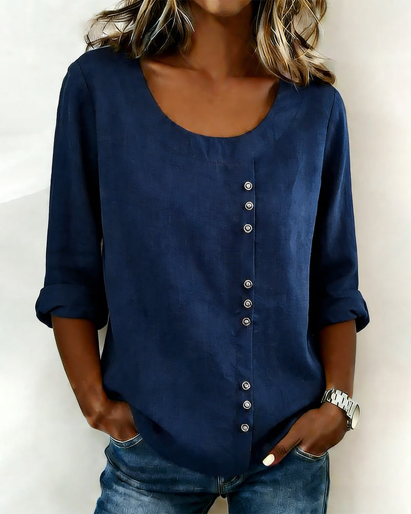 Nina – Bluse med knapdetalje