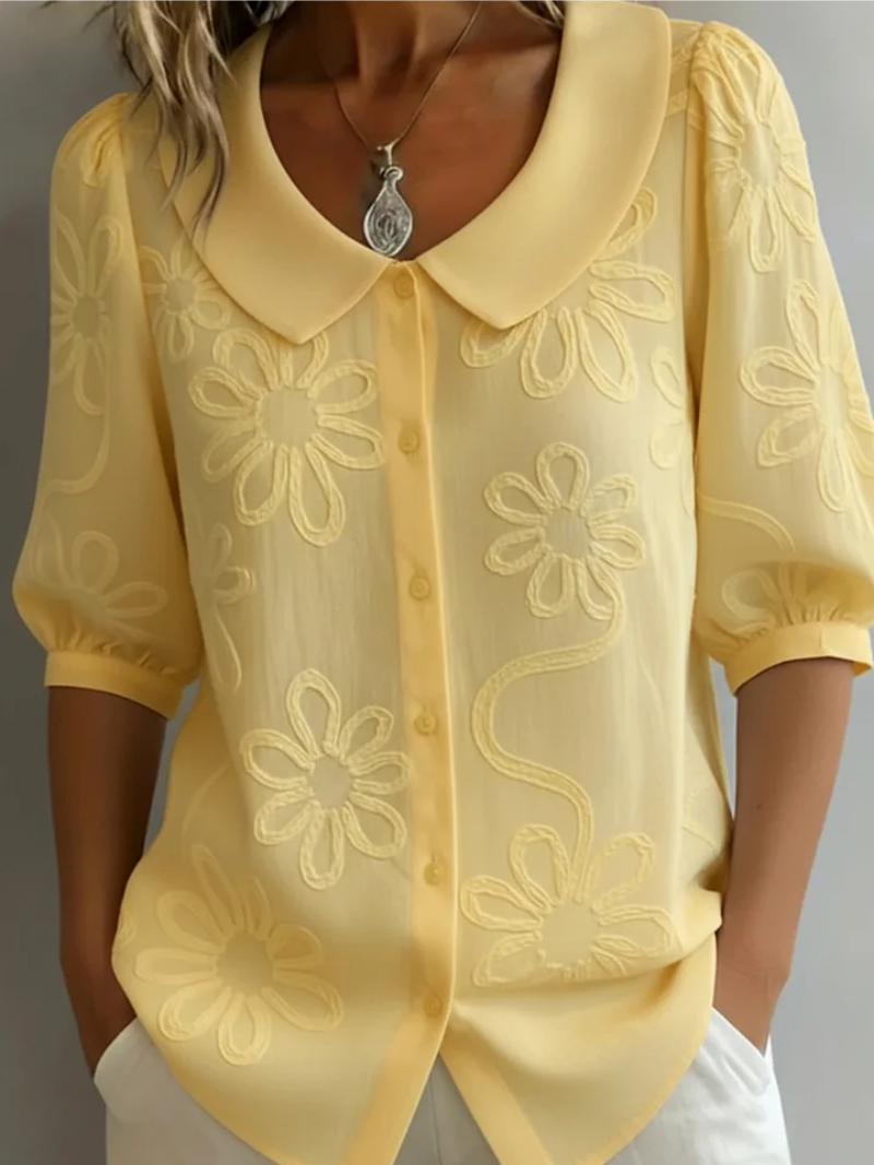 Sara – Bluse med broderede blomster