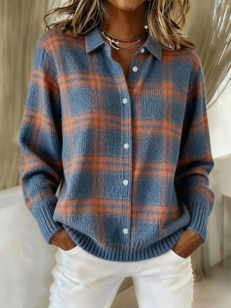 Mira – Strikket bluse med ternet mønster