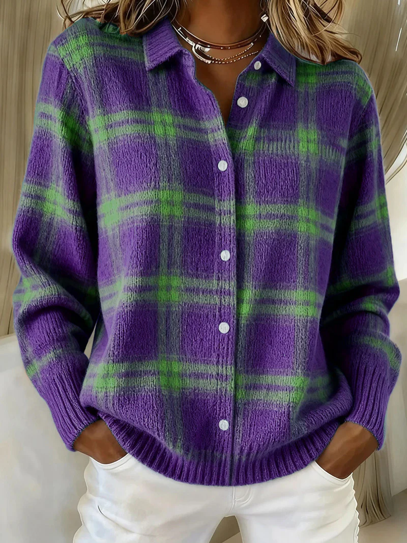 Sofie – Strikket bluse med ternet mønster