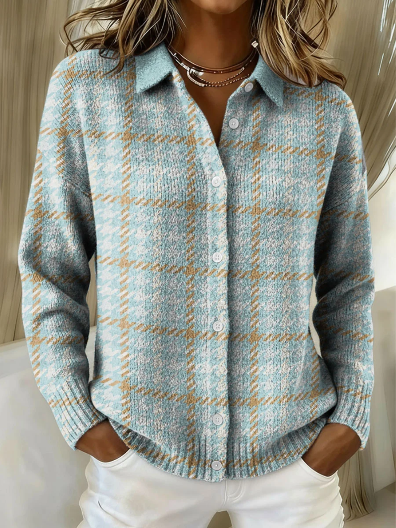 Tara – Ternet bluse med sandfarvede accenter