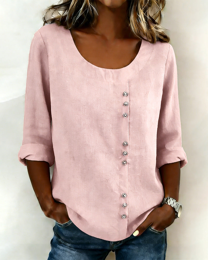 Nina – Bluse med knapdetalje