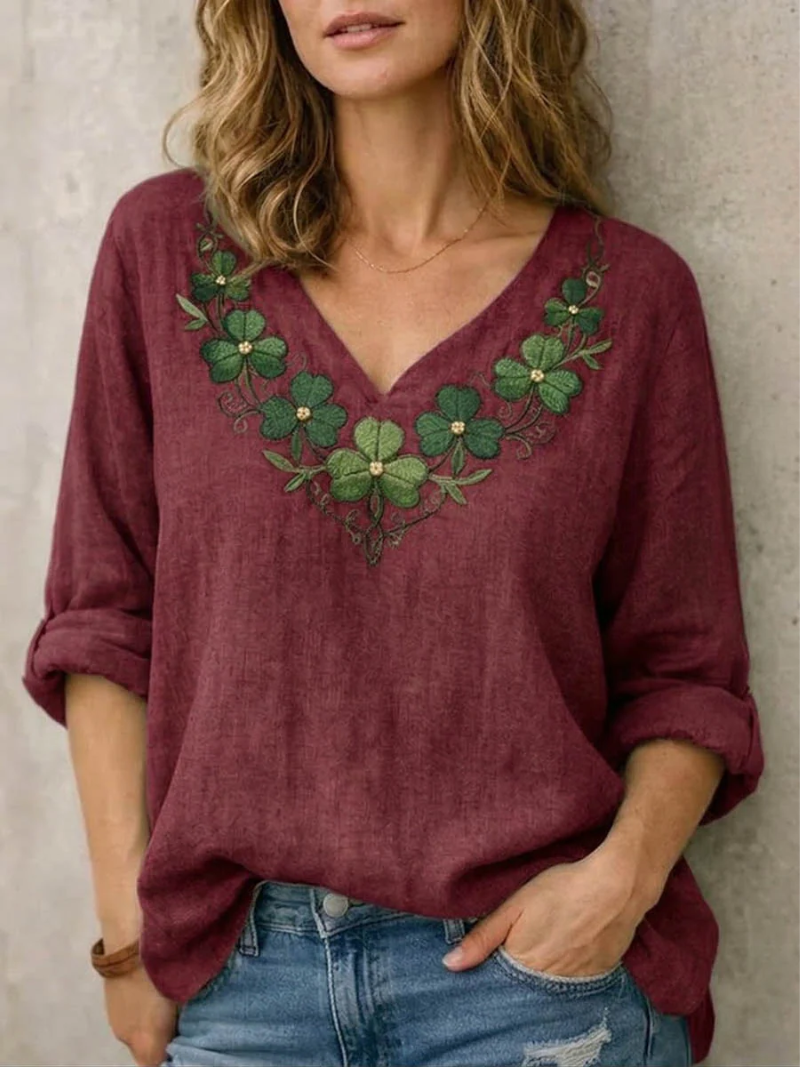 Sara – Bluse med V-hals