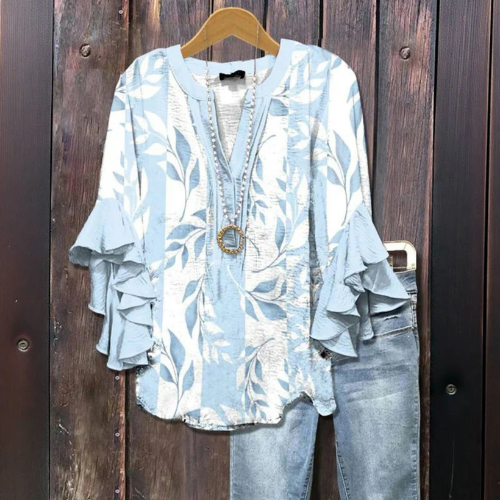 Lina – Bluse med bladprint