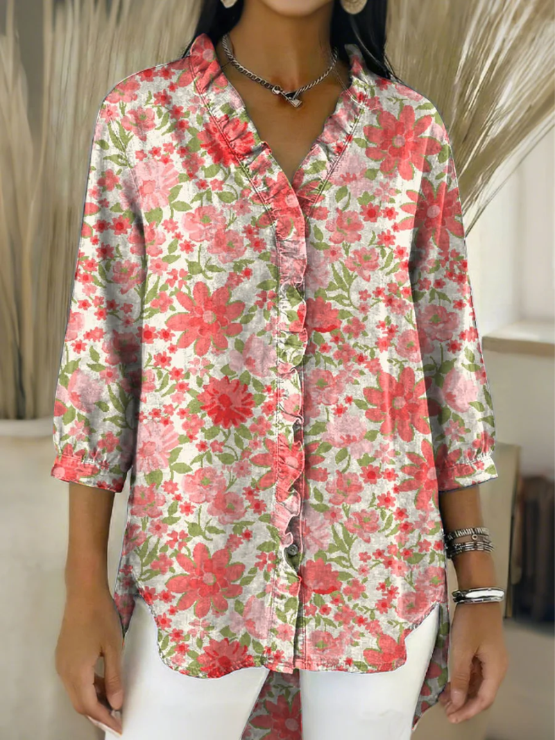Rosa – Bluse med V-hals