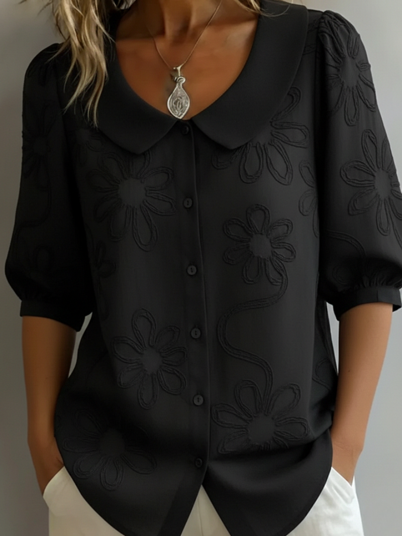 Sara – Bluse med broderede blomster