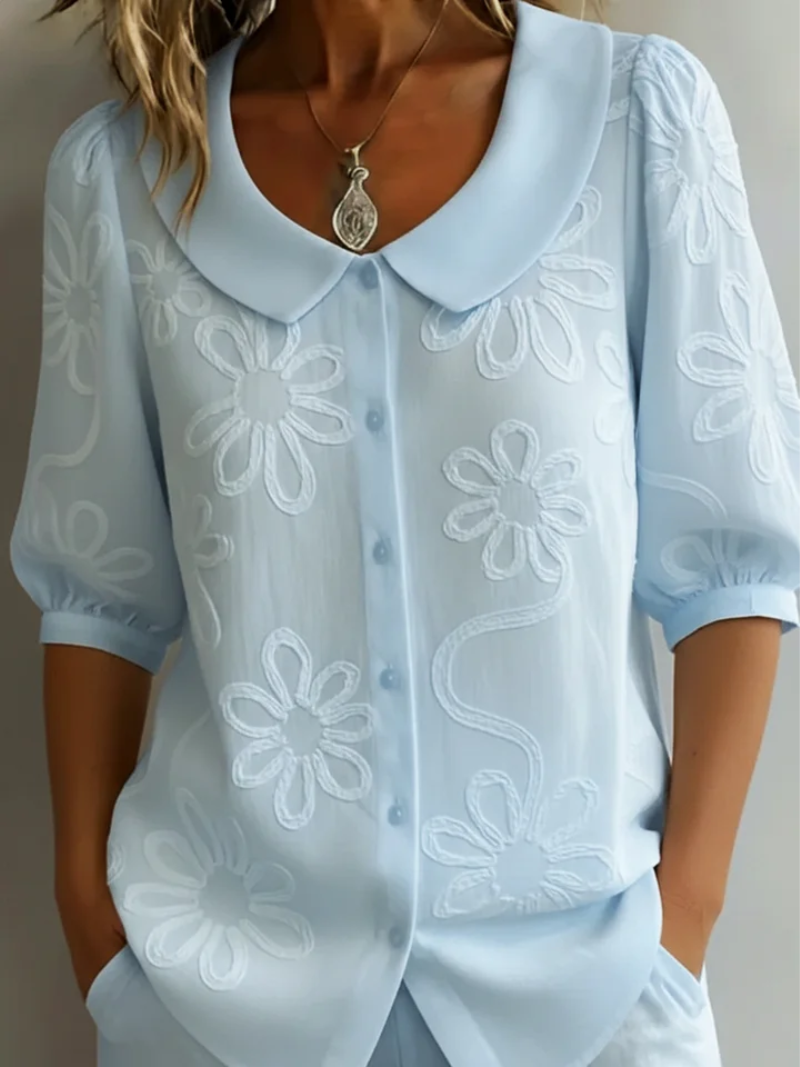 Sara – Bluse med broderede blomster