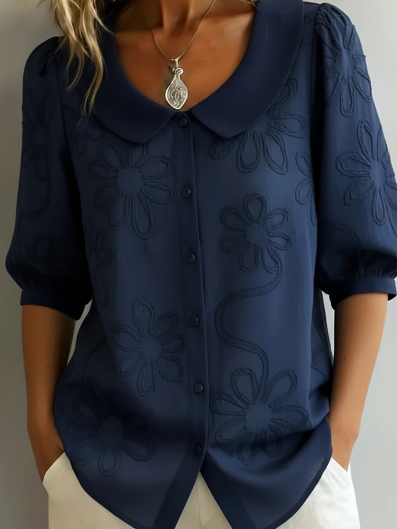 Sara – Bluse med broderede blomster