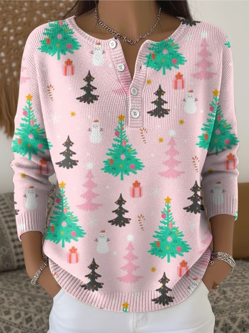 Clara - Juletrøje med juletræprint