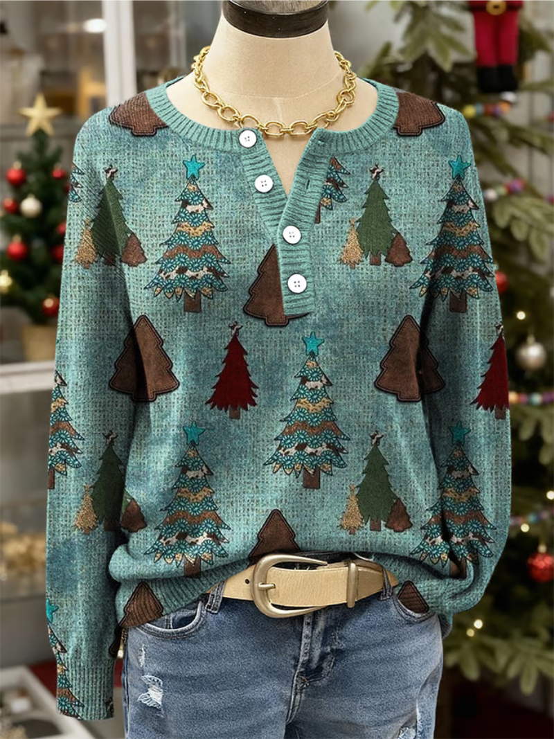 Elena - julesweater med juletræsmønster