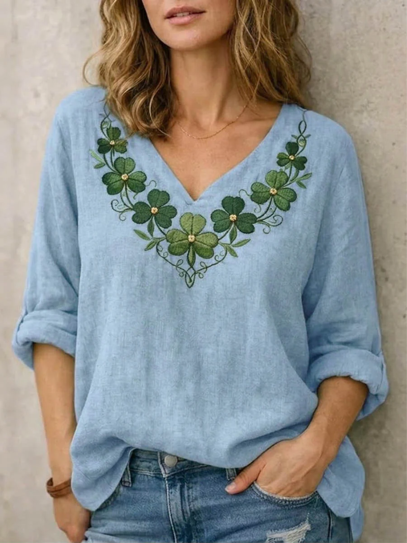 Sara – Bluse med V-hals