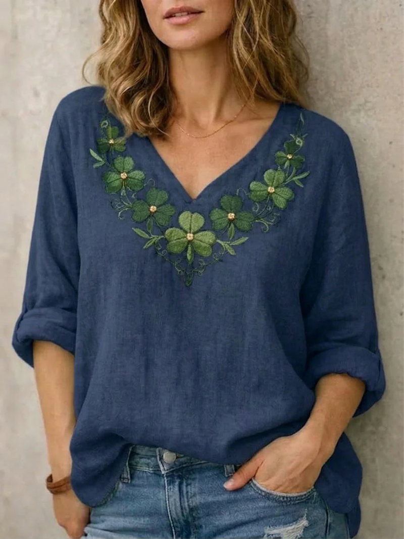 Sara – Bluse med V-hals